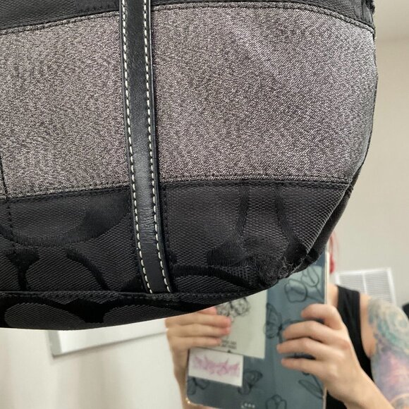 Y2K Coach Jacquard Signature Shoulder Handbag Purse Leather Strap One Size Black - Picture 6 of 10